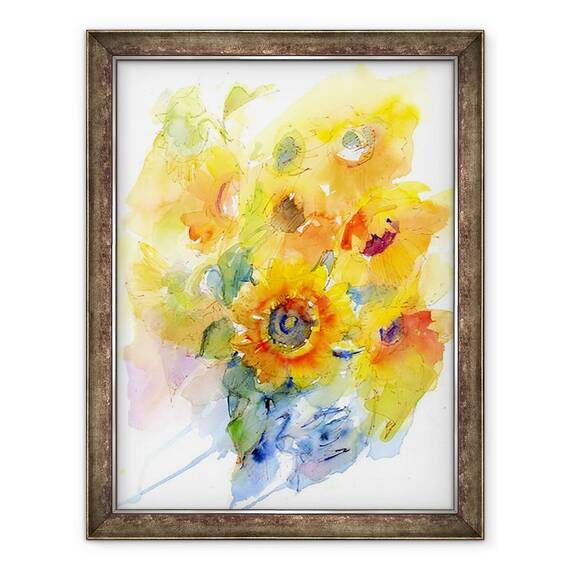 Tablou inramat - John Keeling - Floarea-soarelui in vaza, 60 x 80 cm - - Roveli