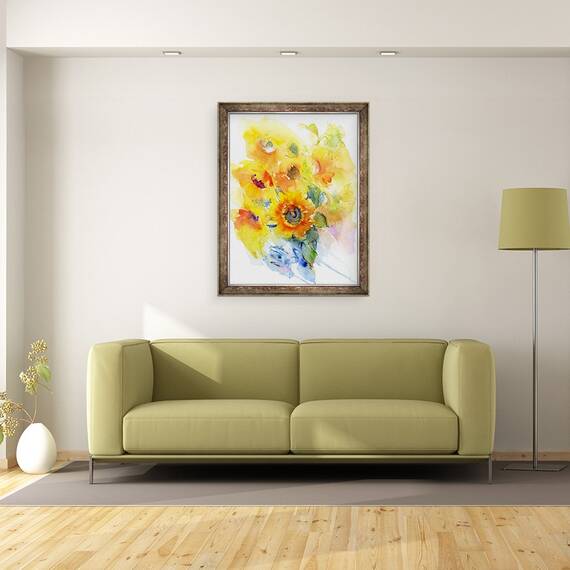 Tablou inramat - John Keeling - Floarea-soarelui in vaza, 60 x 80 cm - 2- Roveli