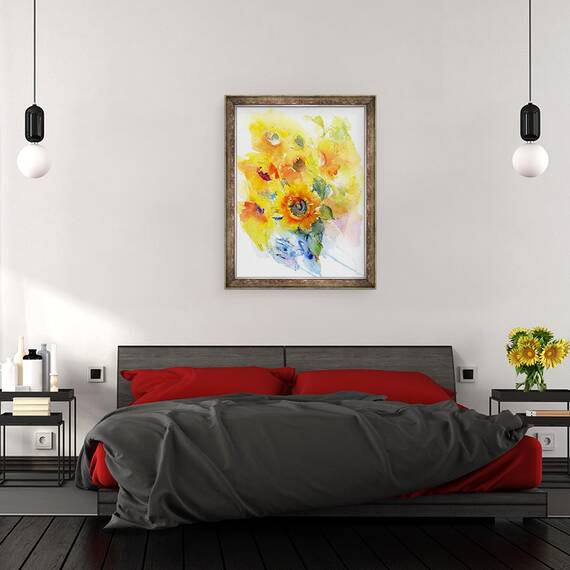 Tablou inramat - John Keeling - Floarea-soarelui in vaza, 60 x 80 cm - 3- Roveli