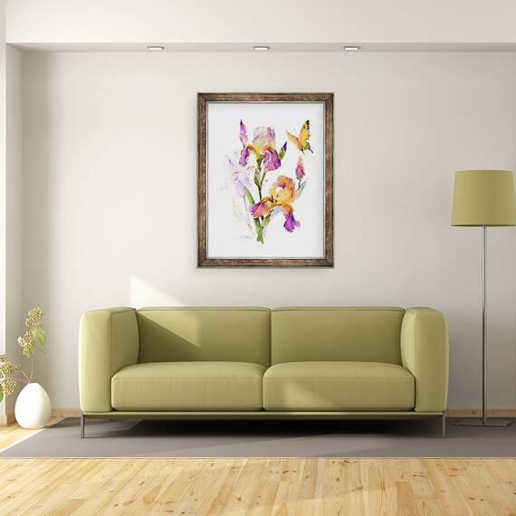 Tablou inramat - John Keeling - Iris cu fluture galben, 2016, 60 x 80 cm - 2- Roveli