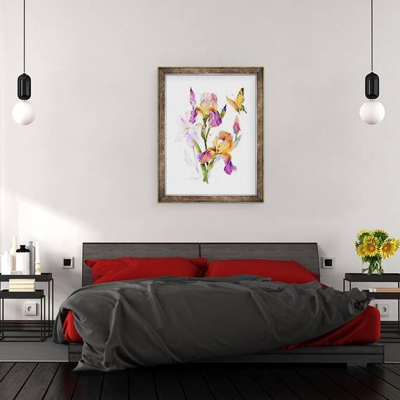 Tablou inramat - John Keeling - Iris cu fluture galben, 2016, 60 x 80 cm - 3- Roveli