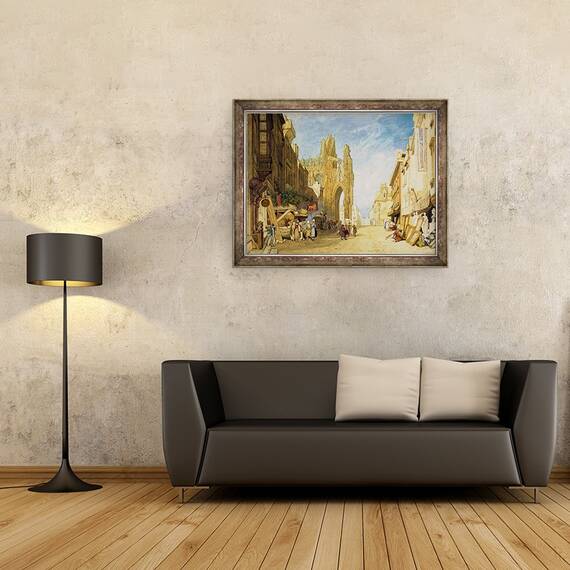 Tablou inramat - John Sell Cotman - Scene de strada din Alencon I, Normandia, 60 x 80 cm - 2- Roveli