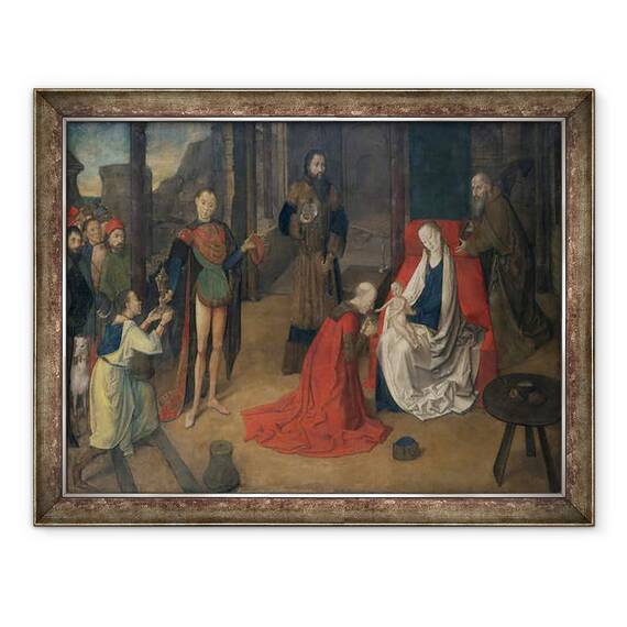 Tablou inramat - Justus of Ghent - Adorarea Magilor, 60 x 80 cm - - Roveli
