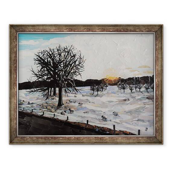 Tablou inramat - Kirstie Adamson - Amurg de iarna - Chatsworth Estate, 60 x 80 cm - - Roveli