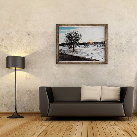 Tablou inramat - Kirstie Adamson - Amurg de iarna - Chatsworth Estate, 60 x 80 cm - 2- Roveli