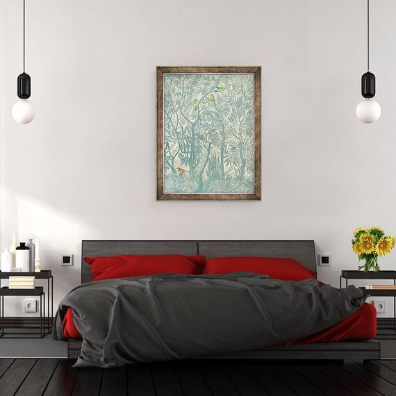 Tablou inramat - Mary Kuper - Bird uitam de la fereastra bucatariei, robin, 60 x 80 cm - 3- Roveli