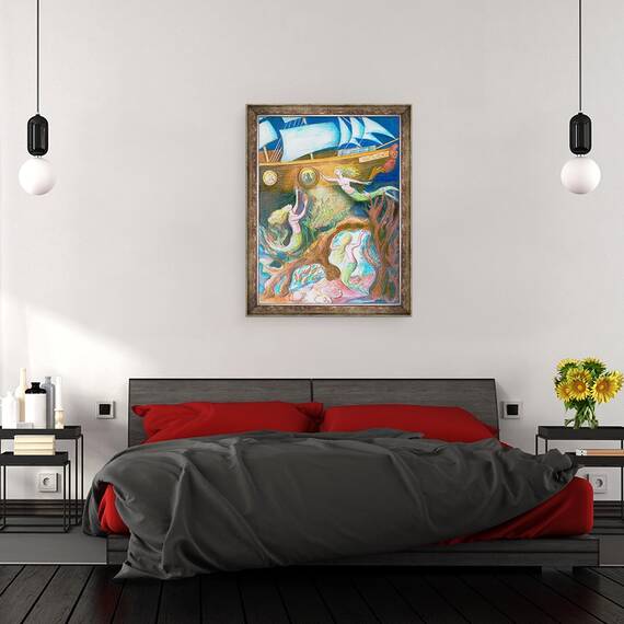 Tablou inramat - Mary Kuper - Mica Sirena, 60 x 80 cm - 3- Roveli