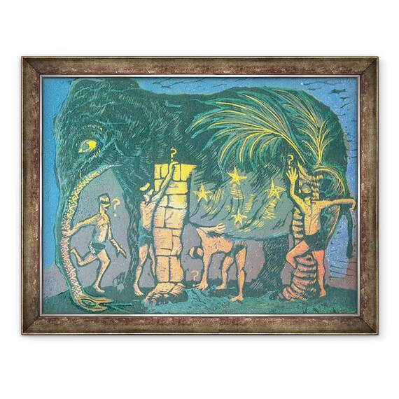 Tablou inramat - Mary Kuper - Orbii si elefantul, 60 x 80 cm - - Roveli