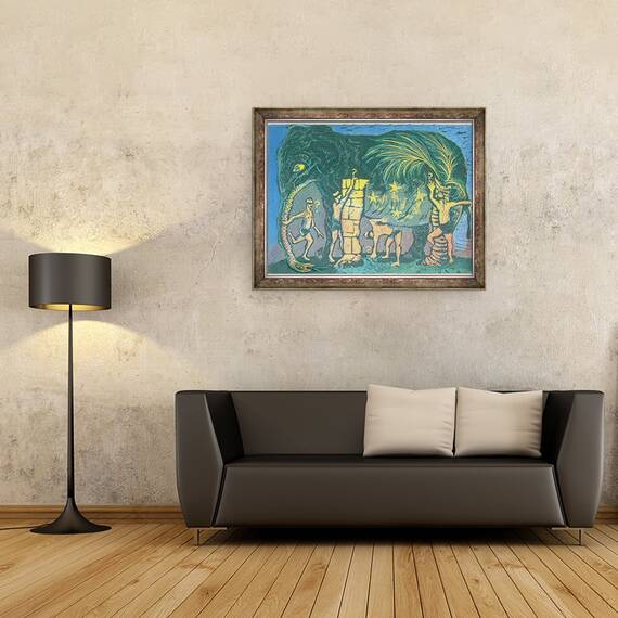 Tablou inramat - Mary Kuper - Orbii si elefantul, 60 x 80 cm - 2- Roveli