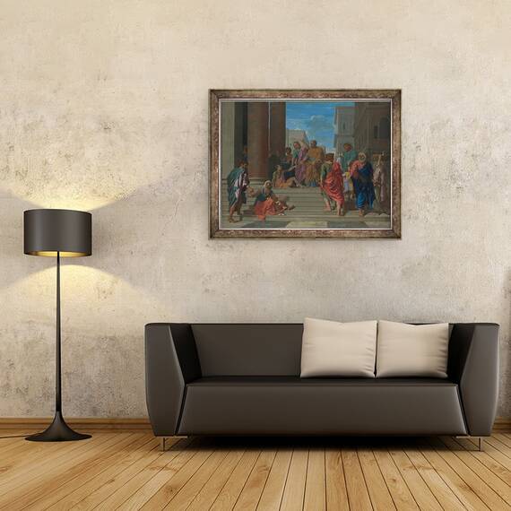 Tablou inramat - Nicolas Poussin - Sfintii Petru si Ioan vindecand omul schiop, 60 x 80 cm - 2- Roveli