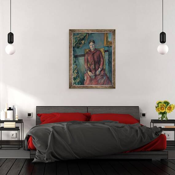 Tablou inramat - Paul Cezanne - Madame Cézanne intr-o rochie rosie, 60 x 80 cm - 3- Roveli