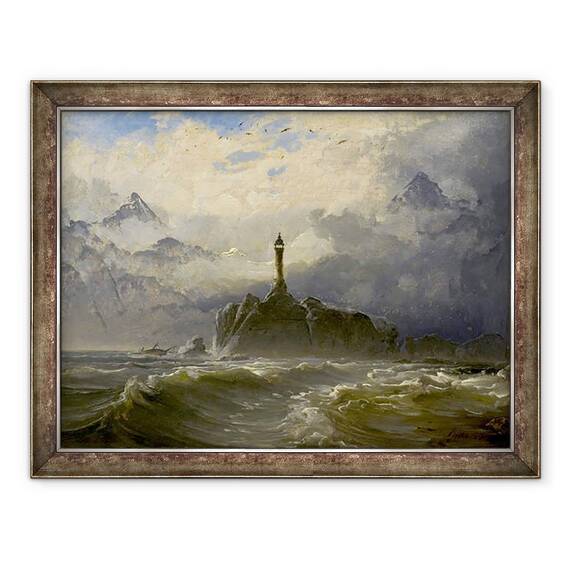 Tablou inramat - Peder Balke - Peisaj marin, 60 x 80 cm - - Roveli