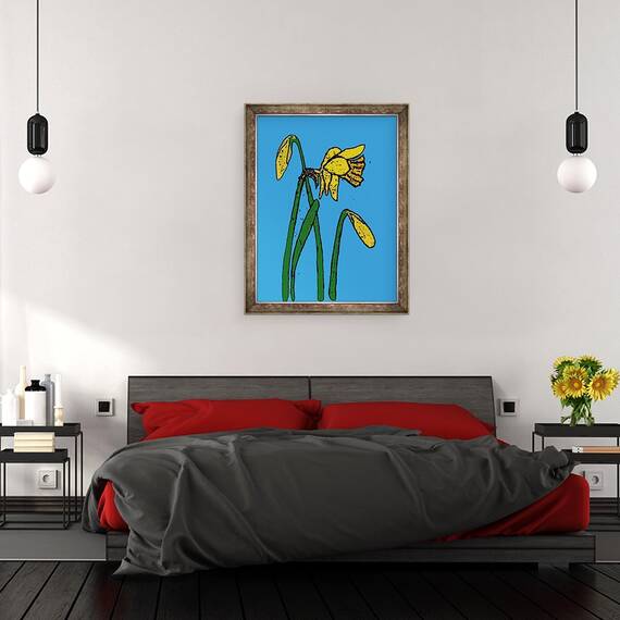 Tablou inramat - Sarah Thompson-Engels - Narcisele, 60 x 80 cm - 3- Roveli