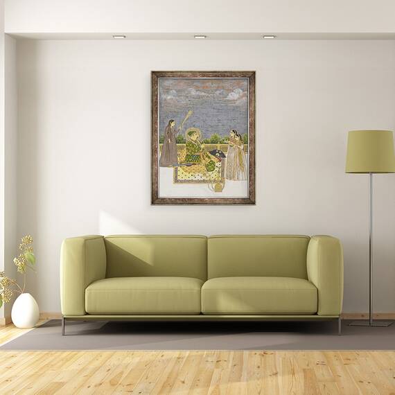 Tablou inramat - Scoala Mughal - imparatul Muhammad Shah, 60 x 80 cm - 2- Roveli