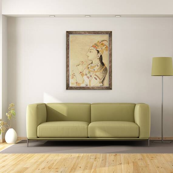 Tablou inramat - Scoala Mughal - Portretul idealizat al imparatesei Mogul Nur Jahan, 60 x 80 cm - 2- Roveli
