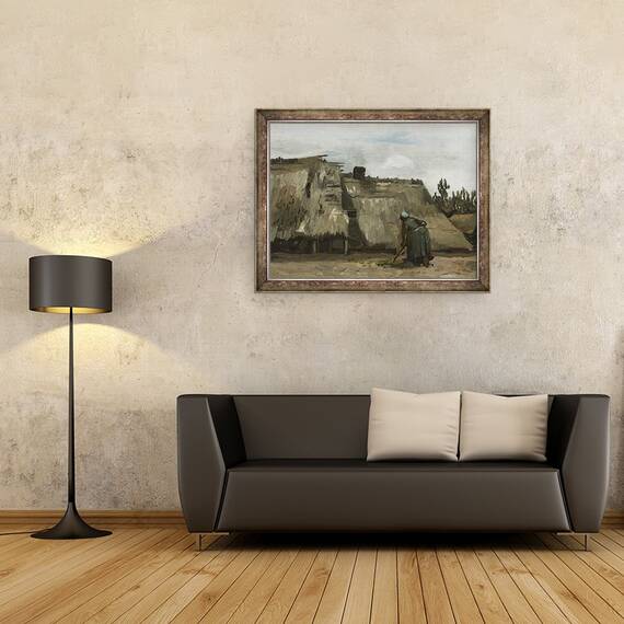 Tablou inramat - Vincent van Gogh - O femeie taraneasca sapat in fata cabanei ei, 60 x 80 cm - 2- Roveli