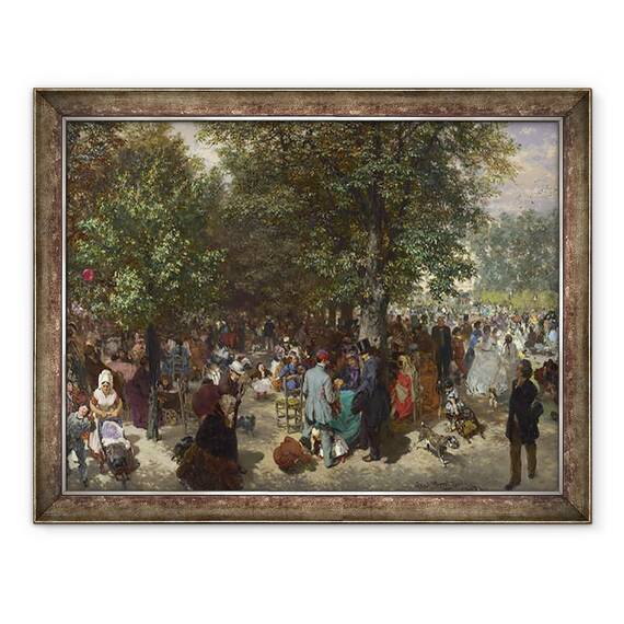 Tablou inramat - Adolph Friedrich Erdmann von Menzel - Dupa-amiaza in Gradinile Tuileries, 60 x 80 cm - - Roveli
