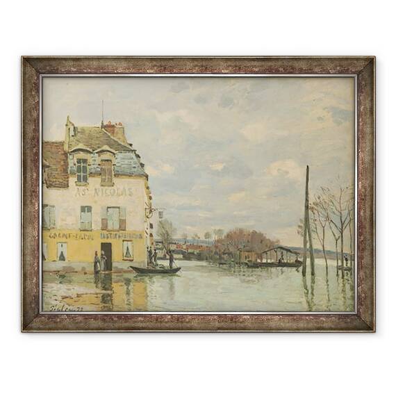 Tablou inramat - Alfred Sisley - Inundatii la Port-Marly, 60 x 80 cm - - Roveli