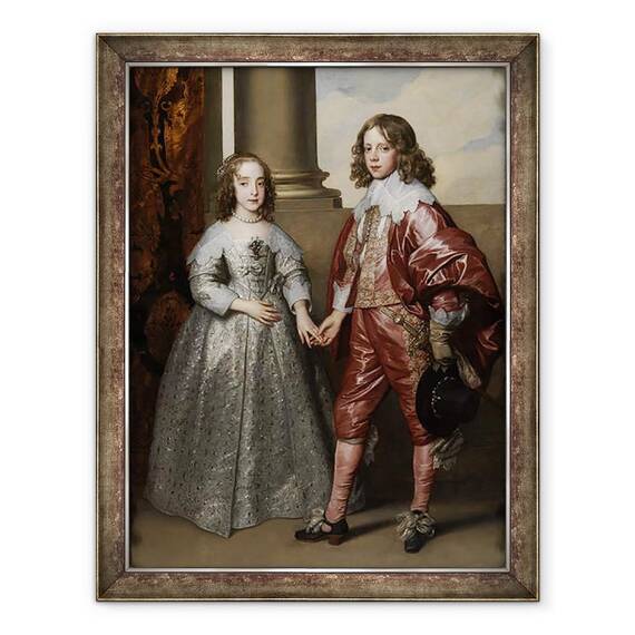 Tablou inramat - Anthony van Dyck - William al II-lea, Print de Orange, si mireasa sa, Mary Stuart, 60 x 80 cm - - Roveli