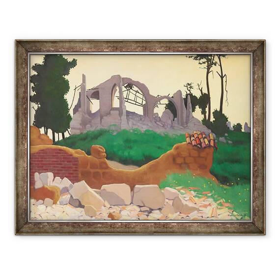 Tablou inramat - Felix Edouard Vallotton - Biserica din Souain, 60 x 80 cm - - Roveli