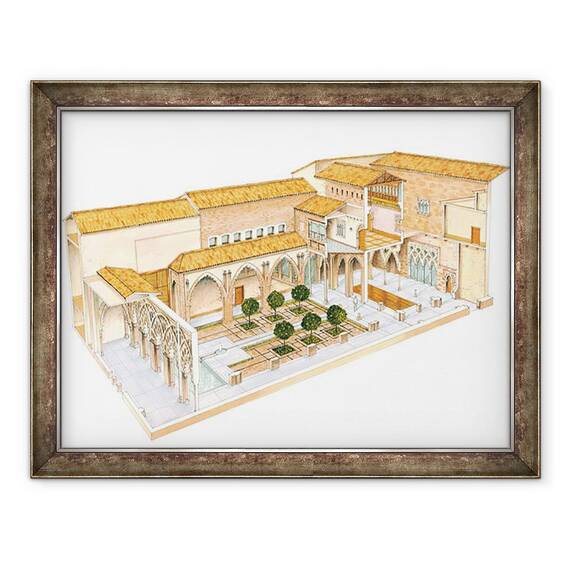 Tablou inramat - Fernando Aznar Cenamor - Aljaferia. Zaragoza, 60 x 80 cm - - Roveli