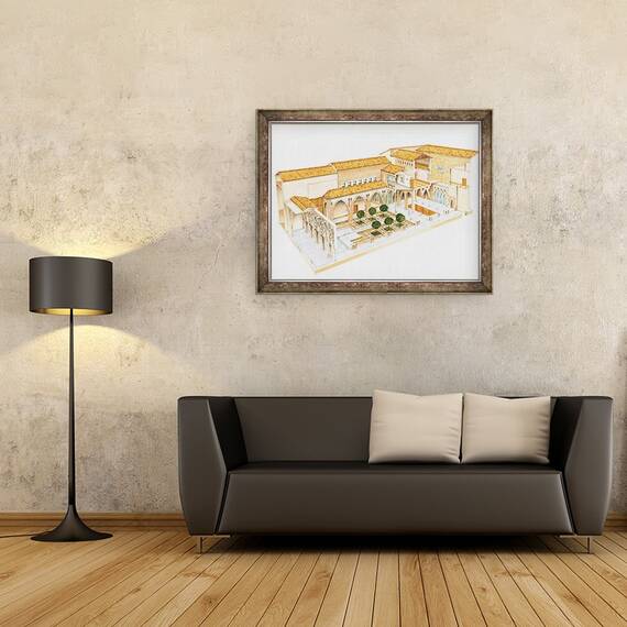 Tablou inramat - Fernando Aznar Cenamor - Aljaferia. Zaragoza, 60 x 80 cm - 2- Roveli