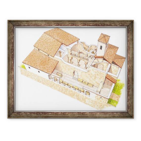 Tablou inramat - Fernando Aznar Cenamor - San Millan de la Cogolla. Manastirea Suso. La Rioja, 60 x 80 cm - - Roveli