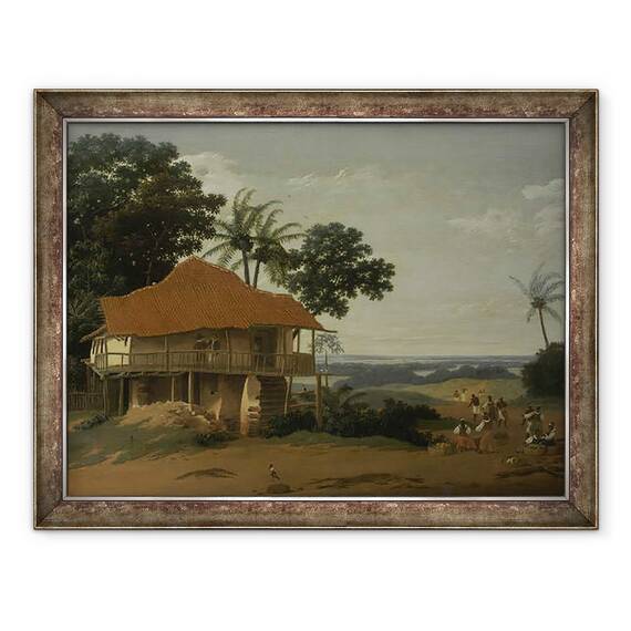 Tablou inramat - Frans Jansz Post - Peisaj brazilian cu casa unui lucrator, 60 x 80 cm - - Roveli