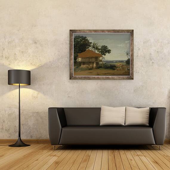 Tablou inramat - Frans Jansz Post - Peisaj brazilian cu casa unui lucrator, 60 x 80 cm - 2- Roveli