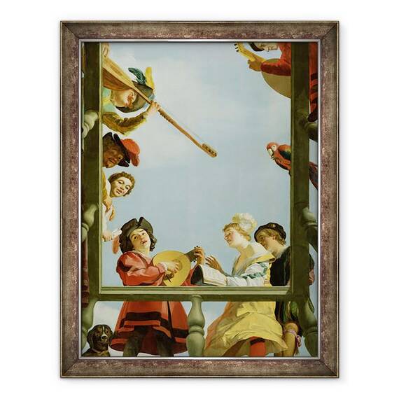 Tablou inramat - Gerrit van Honthorst - Grup muzical pe balcon, 60 x 80 cm - - Roveli