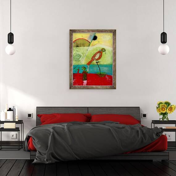 Tablou inramat - Gigi Sudbury - Pasare portocalie, 2013, 60 x 80 cm - 3- Roveli