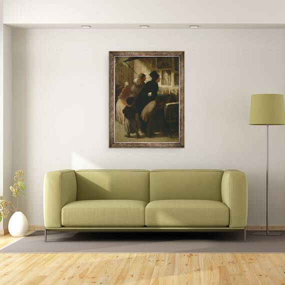 Tablou inramat - Honore Daumier - in afara magazinului vanzatorului de tiparire, 60 x 80 cm - 2- Roveli
