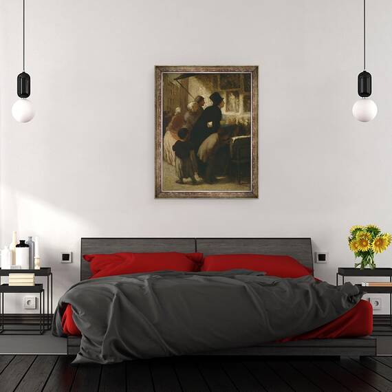 Tablou inramat - Honore Daumier - in afara magazinului vanzatorului de tiparire, 60 x 80 cm - 3- Roveli