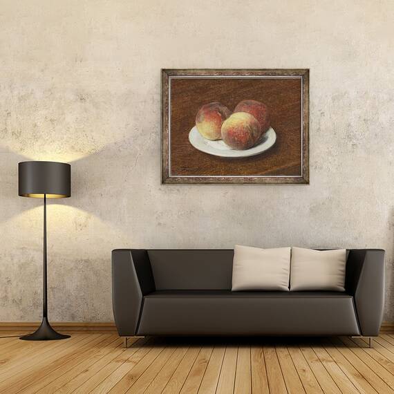 Tablou inramat - Ignace Henri Jean Fantin-Latour - Trei piersici pe o farfurie, 60 x 80 cm - 2- Roveli