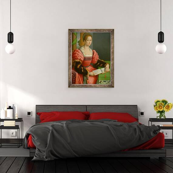 Tablou inramat - Il Bacchiacca, Francesco Ubertini - Portretul unei femei Cu O Carte De Muzica, 60 x 80 cm - 3- Roveli