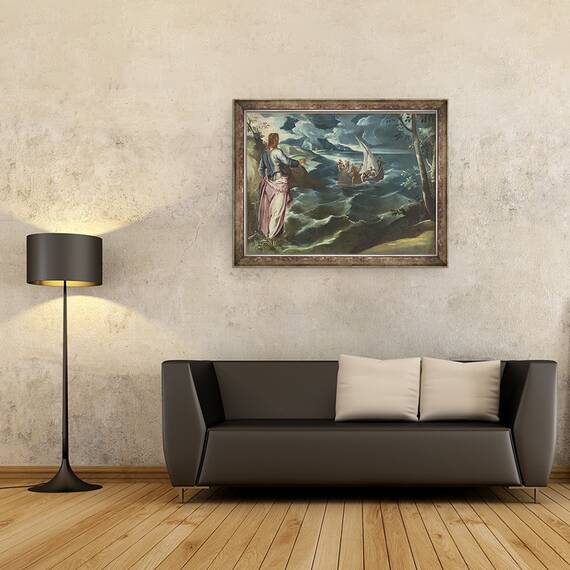 Tablou inramat - Jacopo Robusti Tintoretto - Hristos la Marea Galileii, 60 x 80 cm - 2- Roveli