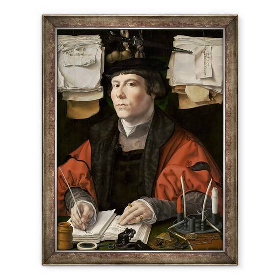 Tablou inramat - Jan Gossaert - Portretul unui comerciant, 60 x 80 cm - - Roveli