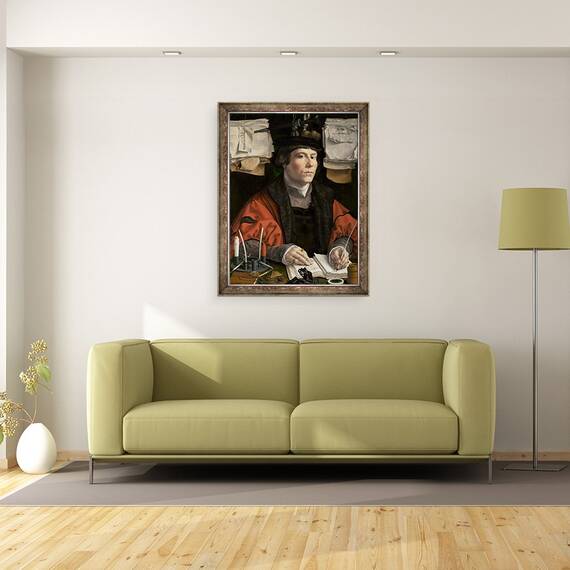 Tablou inramat - Jan Gossaert - Portretul unui comerciant, 60 x 80 cm - 2- Roveli