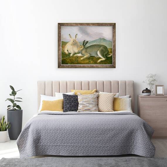 Tablou inramat - John James Audubon - Iepurele arctic, 60 x 80 cm - 3- Roveli