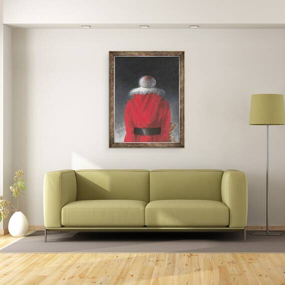 Tablou inramat - Lincoln Seligman - Barbat in haina rosie vedere din spate, 60 x 80 cm - 2- Roveli