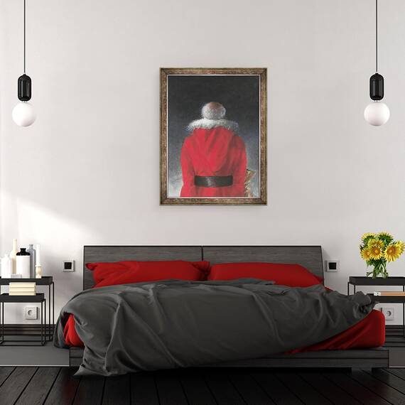 Tablou inramat - Lincoln Seligman - Barbat in haina rosie vedere din spate, 60 x 80 cm - 3- Roveli