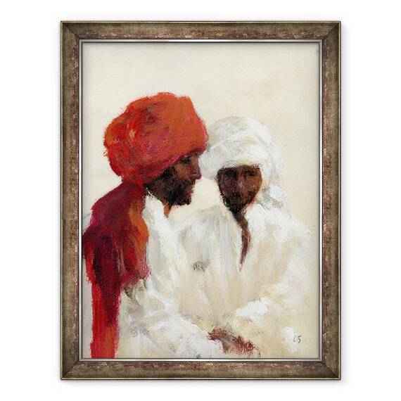Tablou inramat - Lincoln Seligman - Doi imami, 60 x 80 cm - - Roveli