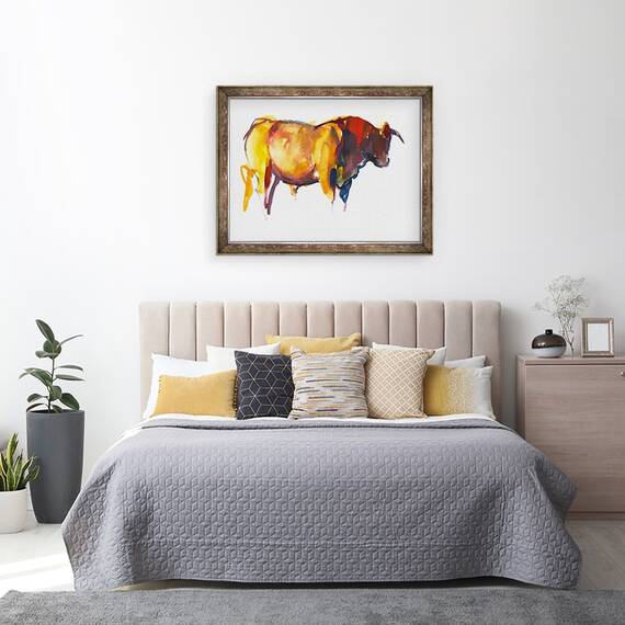 Tablou inramat - Mark Adlington - Sunset Bull, 60 x 80 cm - 3- Roveli