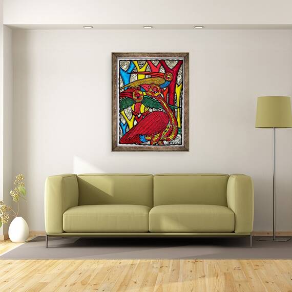 Tablou inramat - Muktair Oladoja - Viata pasarilor II, 60 x 80 cm - 2- Roveli