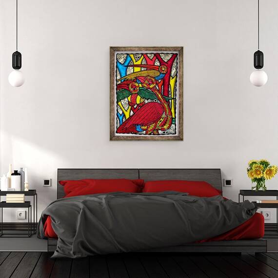 Tablou inramat - Muktair Oladoja - Viata pasarilor II, 60 x 80 cm - 3- Roveli
