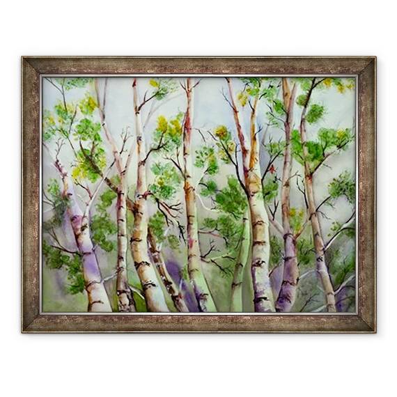 Tablou inramat - Neela Pushparaj - Birches de primavara, 60 x 80 cm - - Roveli