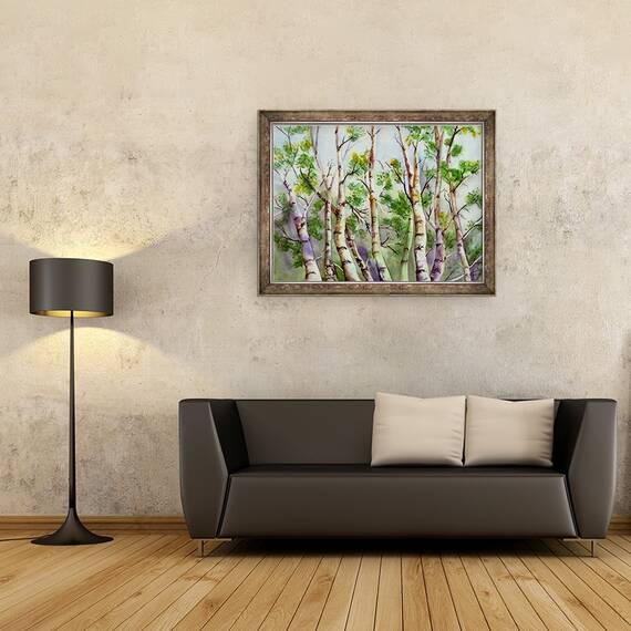 Tablou inramat - Neela Pushparaj - Birches de primavara, 60 x 80 cm - 2- Roveli
