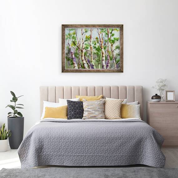 Tablou inramat - Neela Pushparaj - Birches de primavara, 60 x 80 cm - 3- Roveli