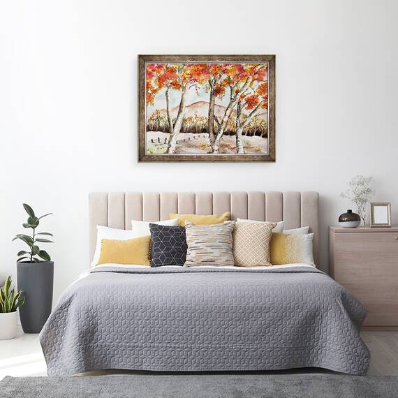 Tablou inramat - Neela Pushparaj - Copaci Rosii, 60 x 80 cm - 3- Roveli