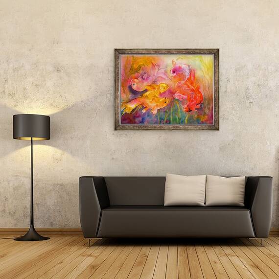 Tablou inramat - Neela Pushparaj - Fish Frolic, 60 x 80 cm - 2- Roveli